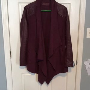 Burgundy Blank NYC draped Moto jacket size M